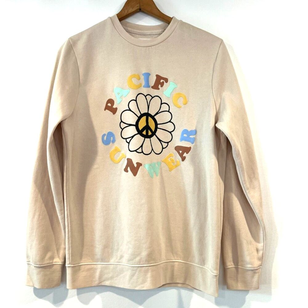 Pacsun Beige Men's Sweatshirt Peace Pacific Sunwear Small Beach Lounge